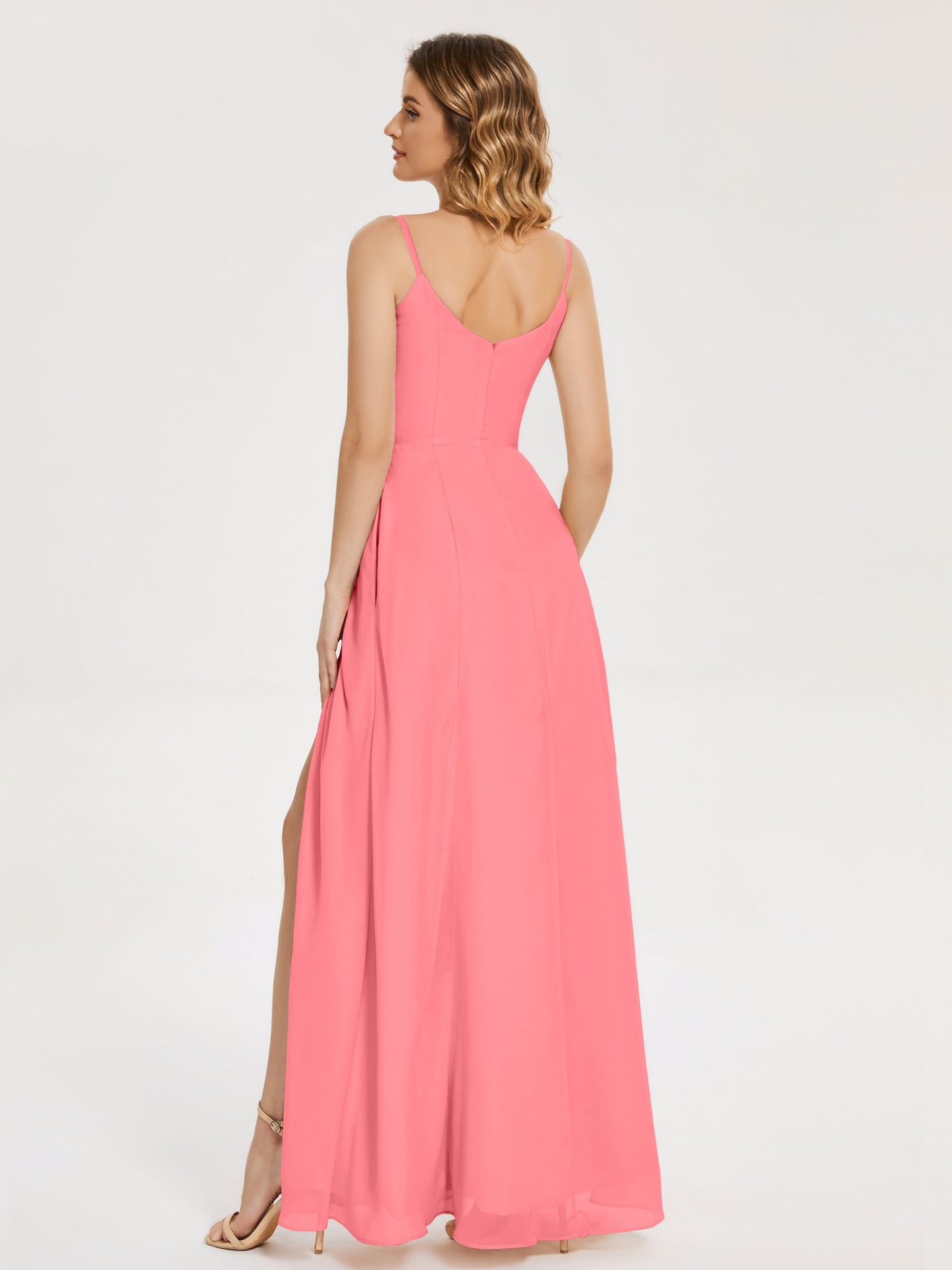 Blake Spaghetti Straps Chiffon Bridesmaid Dress with Slit