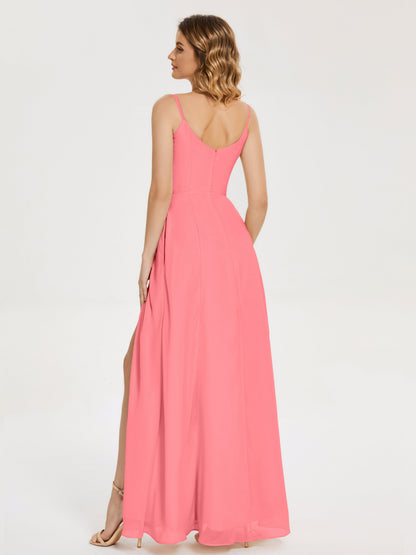 Blake Spaghetti Straps Chiffon Bridesmaid Dress with Slit