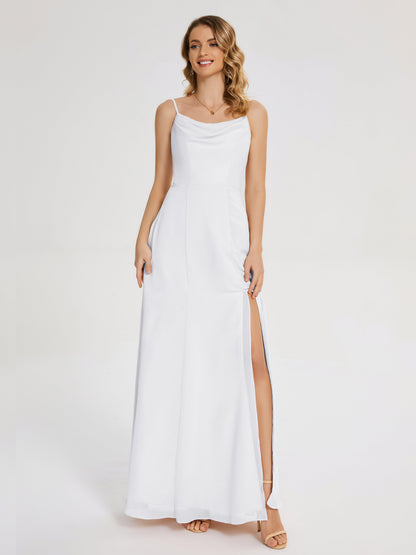 Blake Spaghetti Straps Chiffon Bridesmaid Dress with Slit