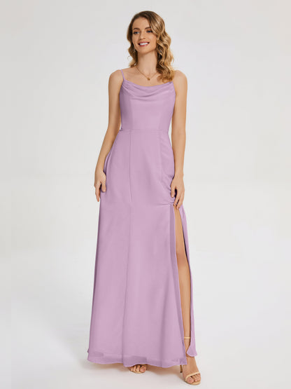 Blake Spaghetti Straps Chiffon Bridesmaid Dress with Slit