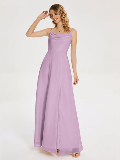 Blake Spaghetti Straps Chiffon Bridesmaid Dress with Slit