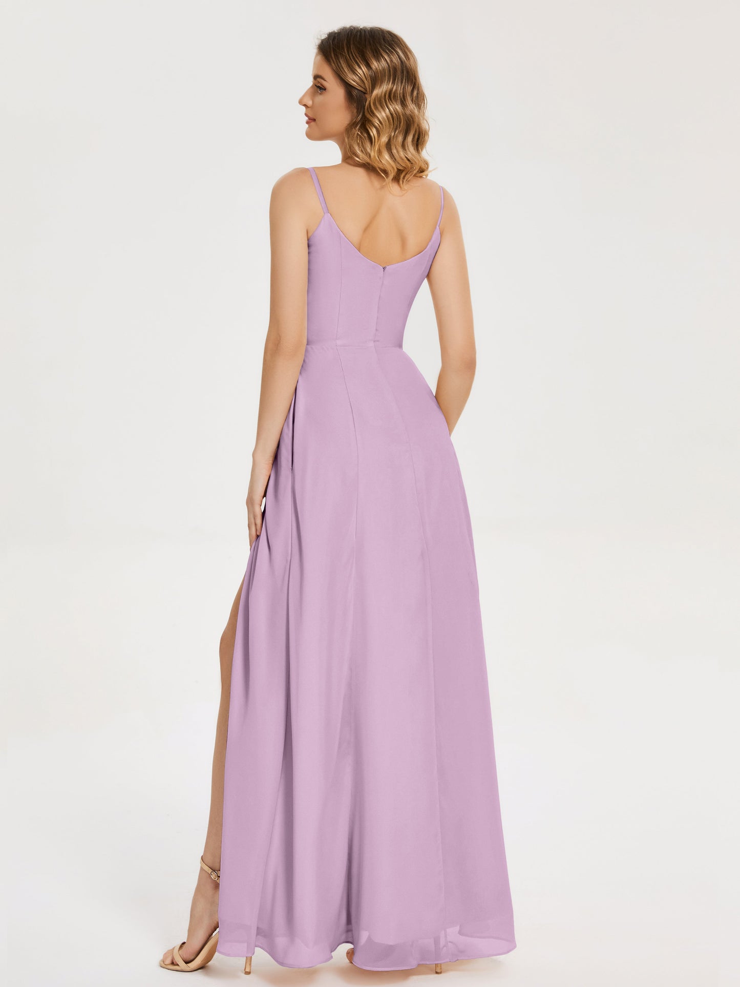 Blake Spaghetti Straps Chiffon Bridesmaid Dress with Slit