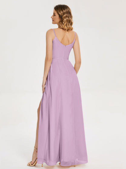 Blake Spaghetti Straps Chiffon Bridesmaid Dress with Slit