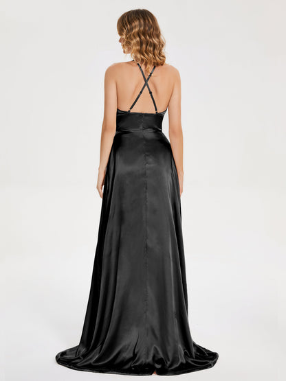 Elaina Spaghetti Straps Soft Satin Bridesmaid Dress with Training