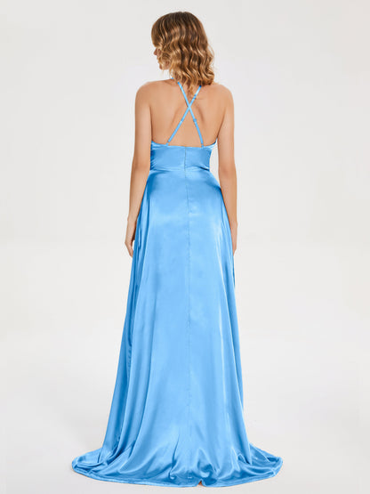 Elaina Spaghetti Straps Soft Satin Bridesmaid Dress with Training