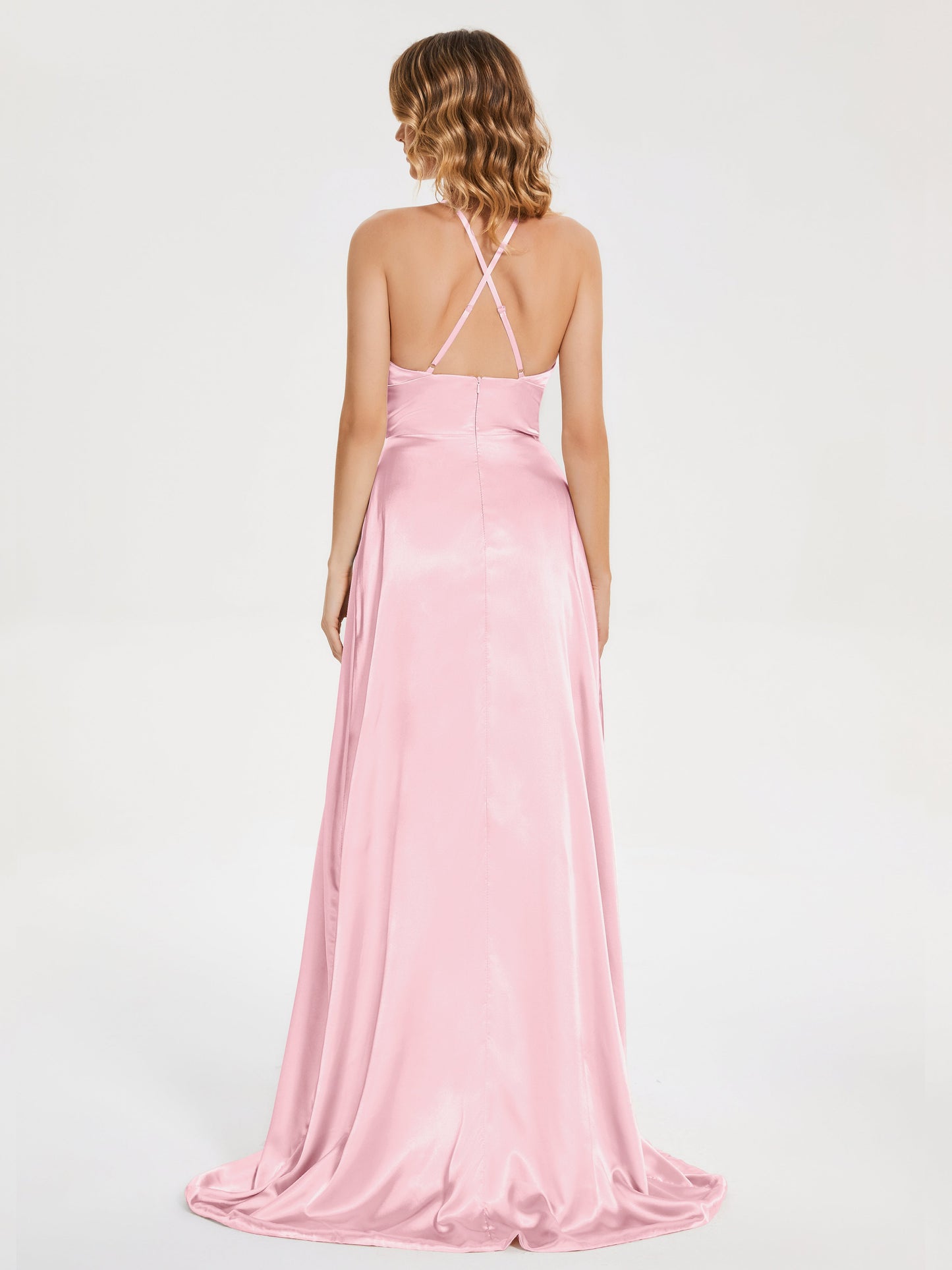 Elaina Spaghetti Straps Soft Satin Bridesmaid Dress with Training