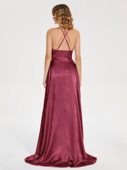 Elaina Spaghetti Straps Soft Satin Bridesmaid Dress with Training