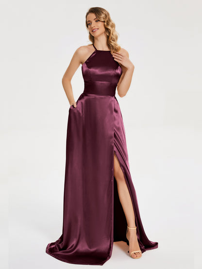 Elaina Spaghetti Straps Soft Satin Bridesmaid Dress with Training