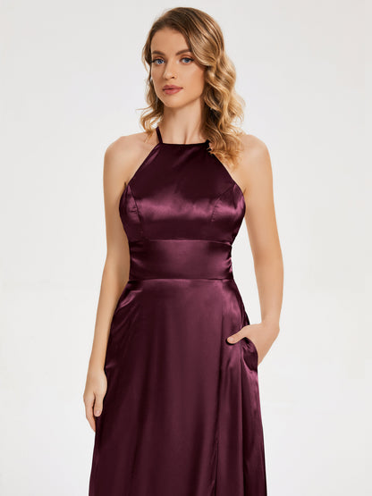 Elaina Spaghetti Straps Soft Satin Bridesmaid Dress with Training