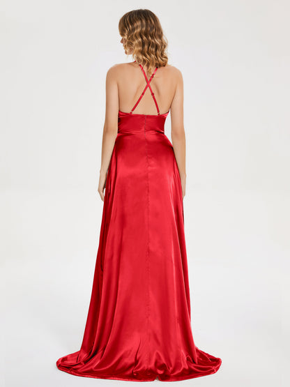Elaina Spaghetti Straps Soft Satin Bridesmaid Dress with Training
