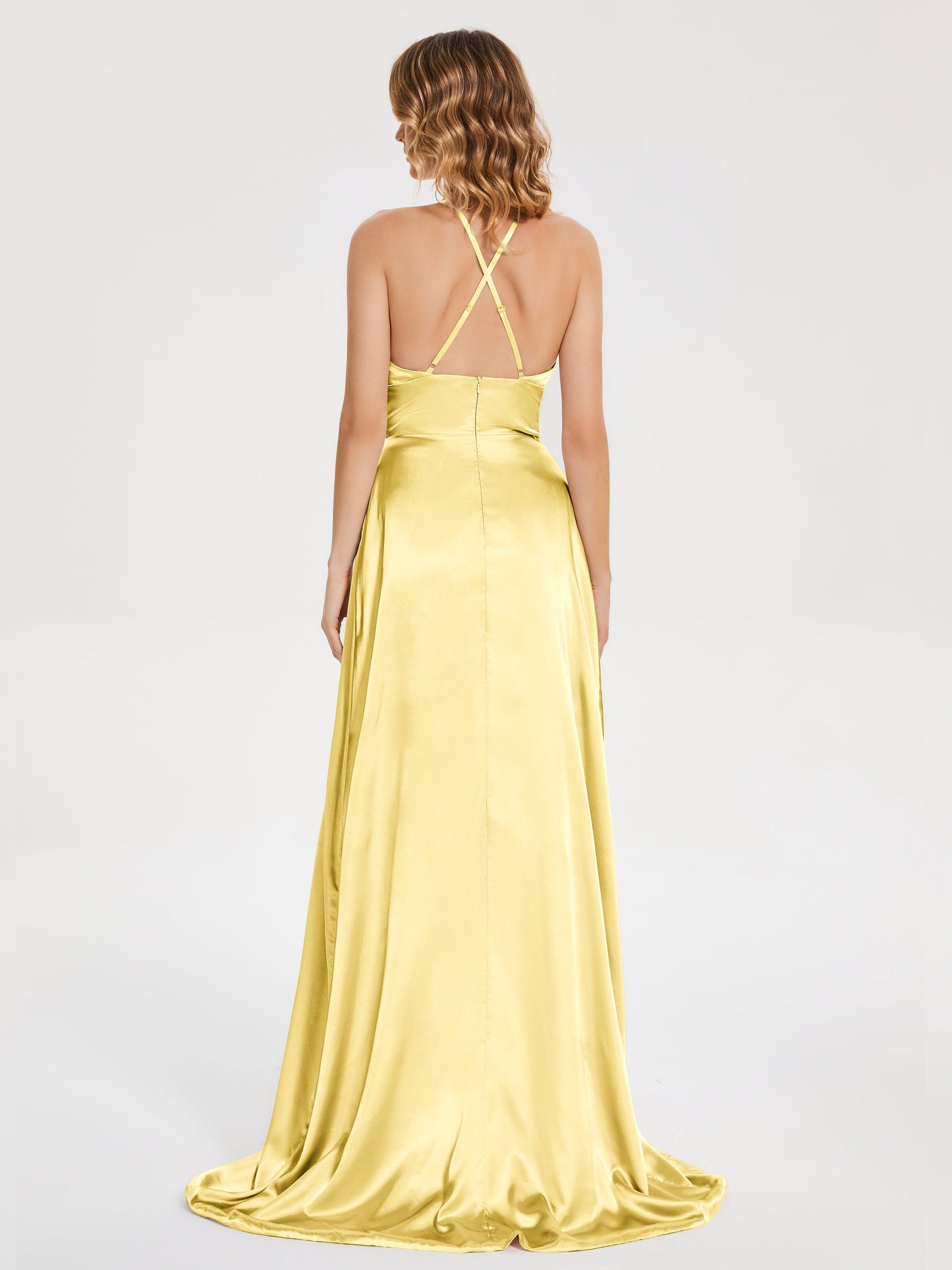 Elaina Spaghetti Straps Soft Satin Bridesmaid Dress with Training