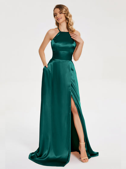 Elaina Spaghetti Straps Soft Satin Bridesmaid Dress with Training