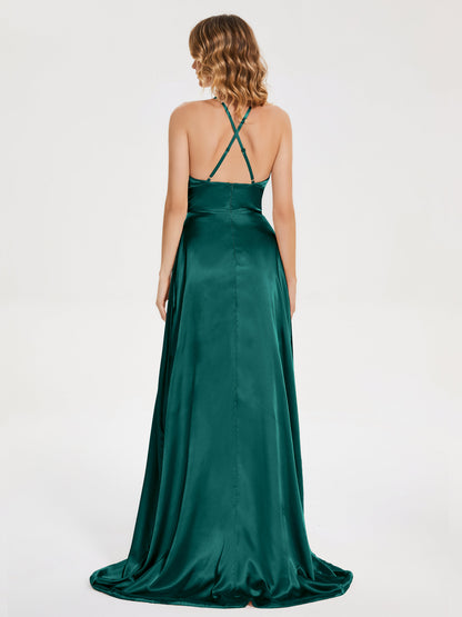 Elaina Spaghetti Straps Soft Satin Bridesmaid Dress with Training