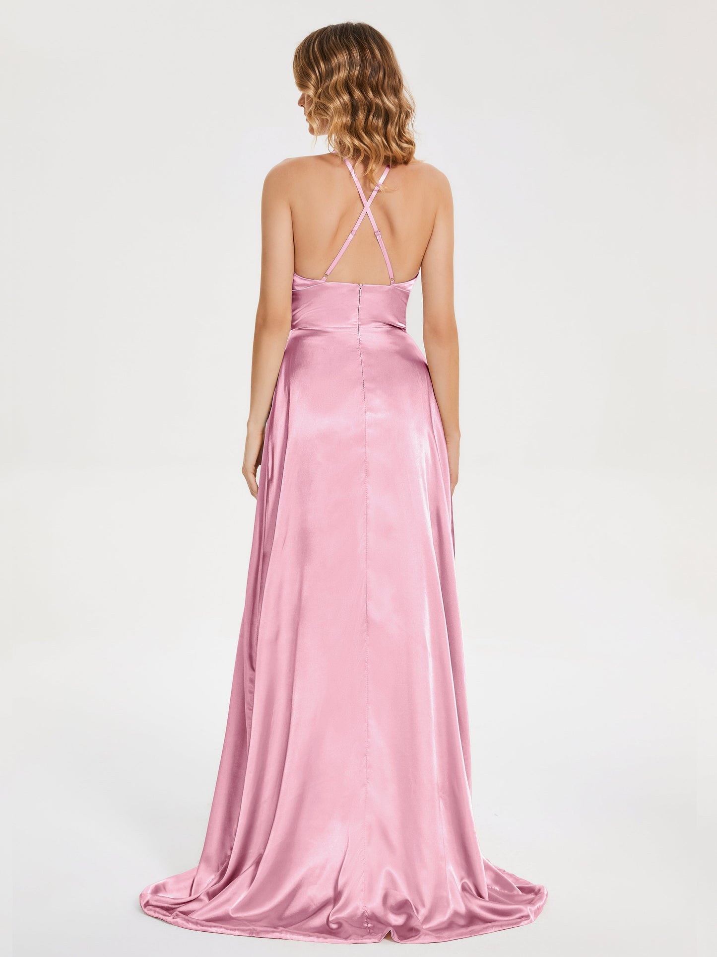Elaina Spaghetti Straps Soft Satin Bridesmaid Dress with Training