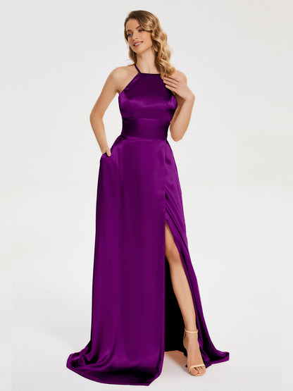 Elaina Spaghetti Straps Soft Satin Bridesmaid Dress with Training