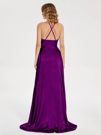 Elaina Spaghetti Straps Soft Satin Bridesmaid Dress with Training