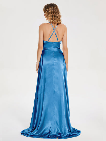 Elaina Spaghetti Straps Soft Satin Bridesmaid Dress with Training