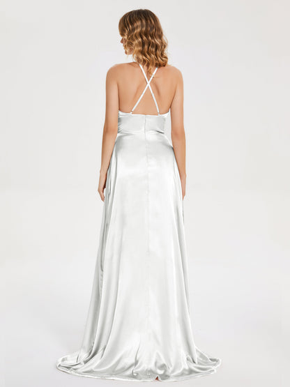 Elaina Spaghetti Straps Soft Satin Bridesmaid Dress with Training