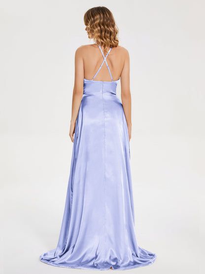 Elaina Spaghetti Straps Soft Satin Bridesmaid Dress with Training