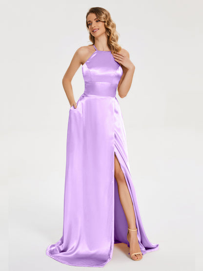 Elaina Spaghetti Straps Soft Satin Bridesmaid Dress with Training