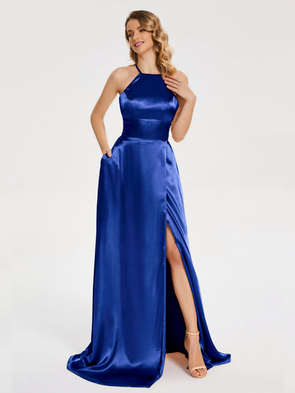Elaina Spaghetti Straps Soft Satin Bridesmaid Dress with Training