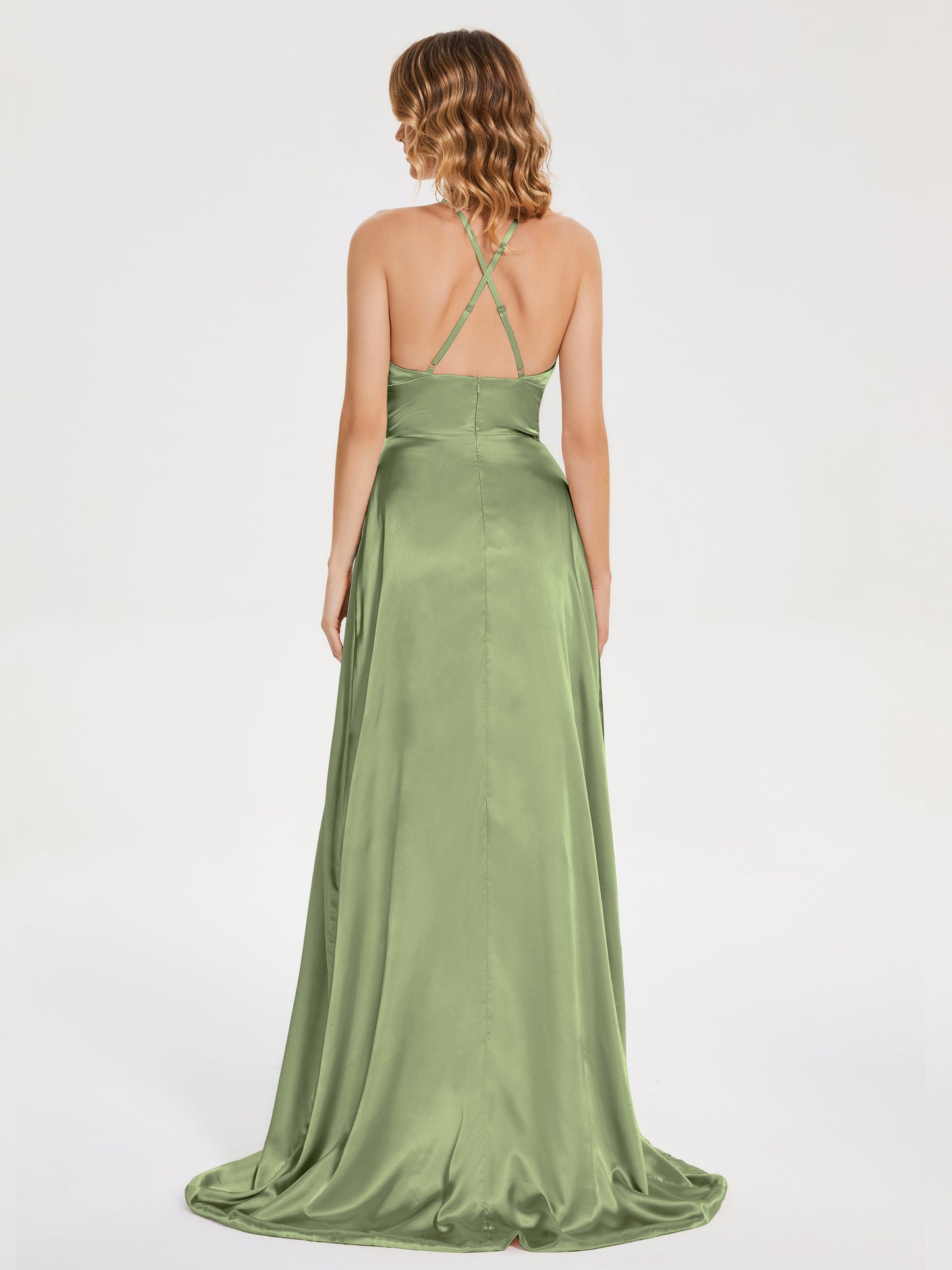 Elaina Spaghetti Straps Soft Satin Bridesmaid Dress with Training