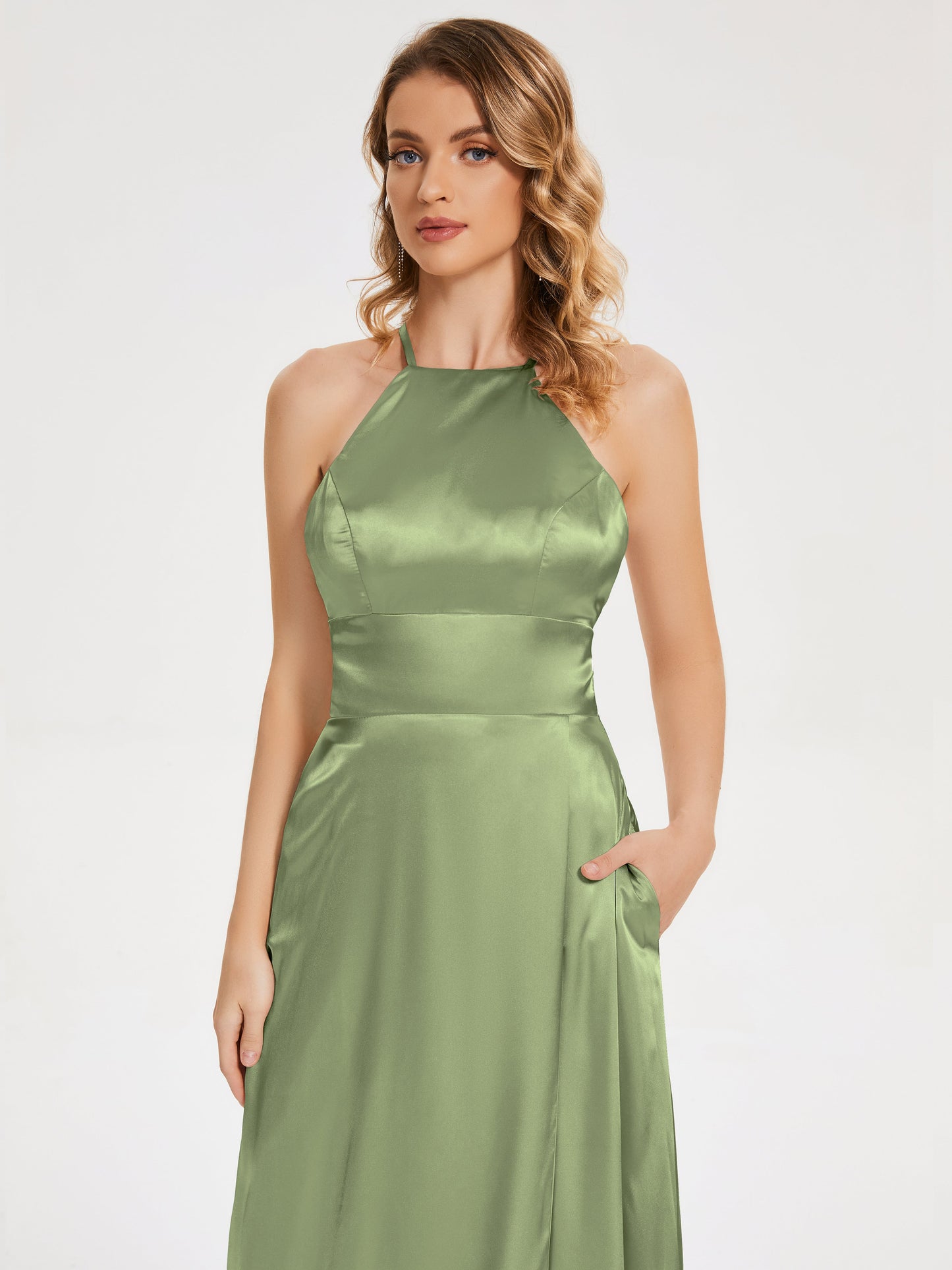 Elaina Spaghetti Straps Soft Satin Bridesmaid Dress with Training