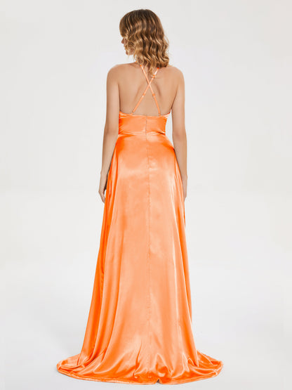 Elaina Spaghetti Straps Soft Satin Bridesmaid Dress with Training