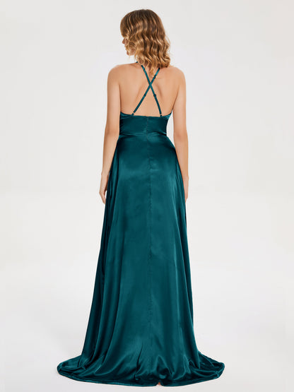 Elaina Spaghetti Straps Soft Satin Bridesmaid Dress with Training
