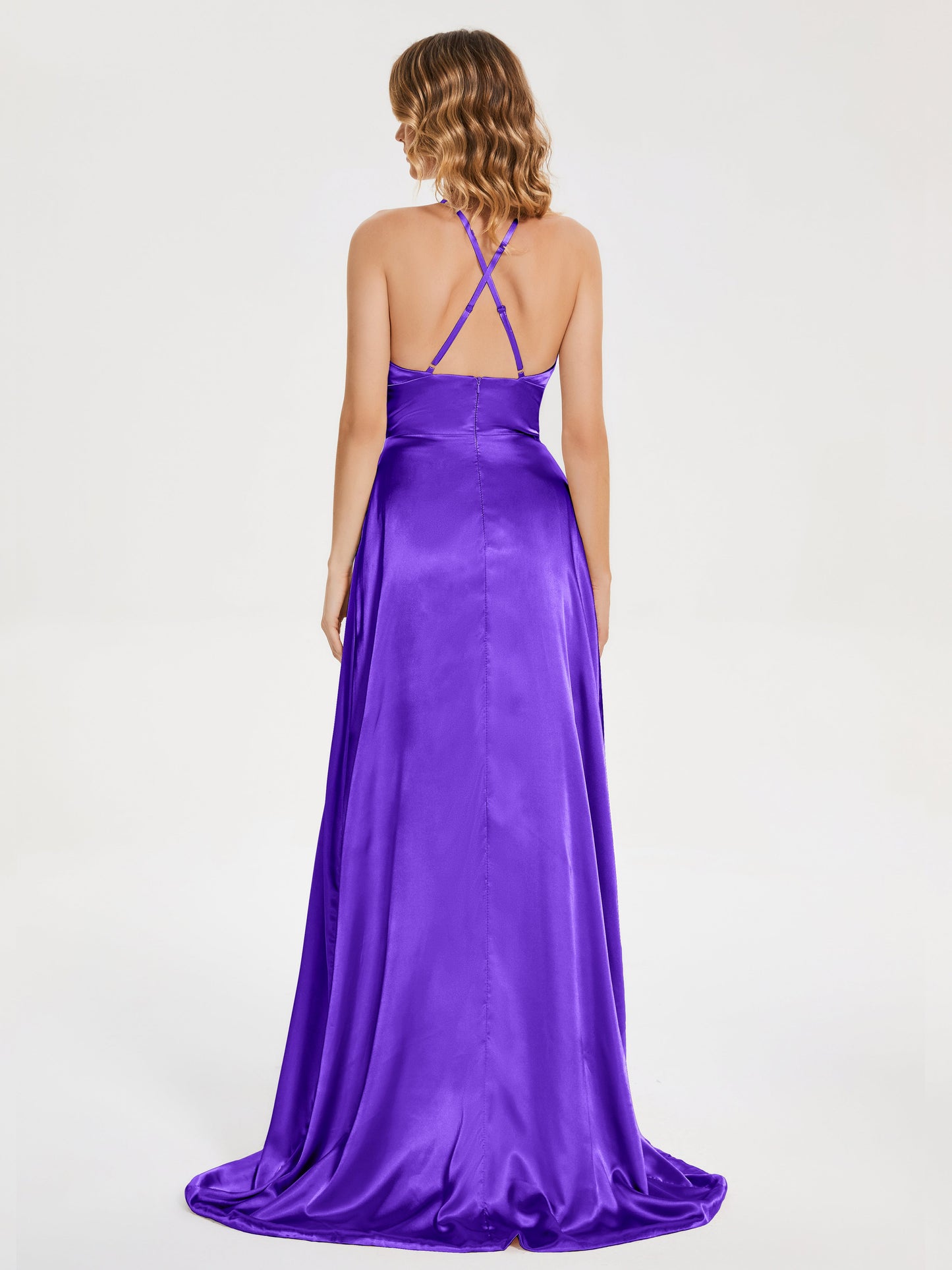 Elaina Spaghetti Straps Soft Satin Bridesmaid Dress with Training