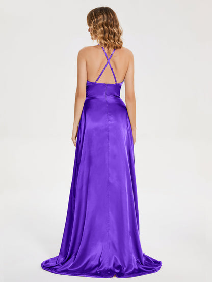 Elaina Spaghetti Straps Soft Satin Bridesmaid Dress with Training