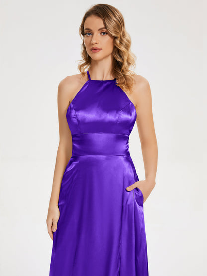 Elaina Spaghetti Straps Soft Satin Bridesmaid Dress with Training