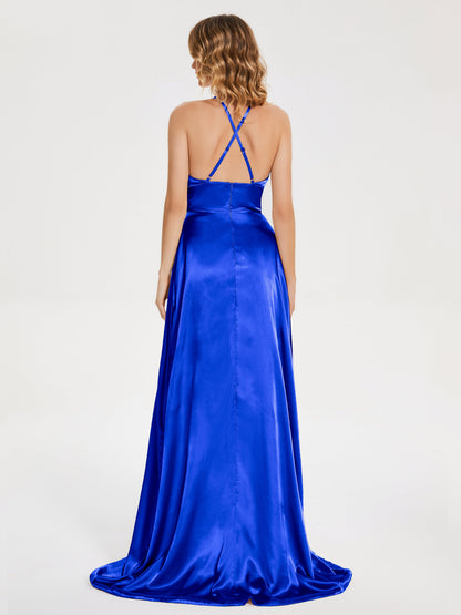 Elaina Spaghetti Straps Soft Satin Bridesmaid Dress with Training