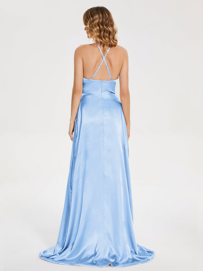 Elaina Spaghetti Straps Soft Satin Bridesmaid Dress with Training