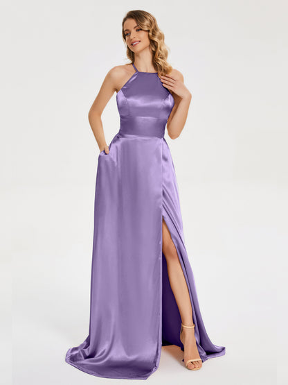 Elaina Spaghetti Straps Soft Satin Bridesmaid Dress with Training