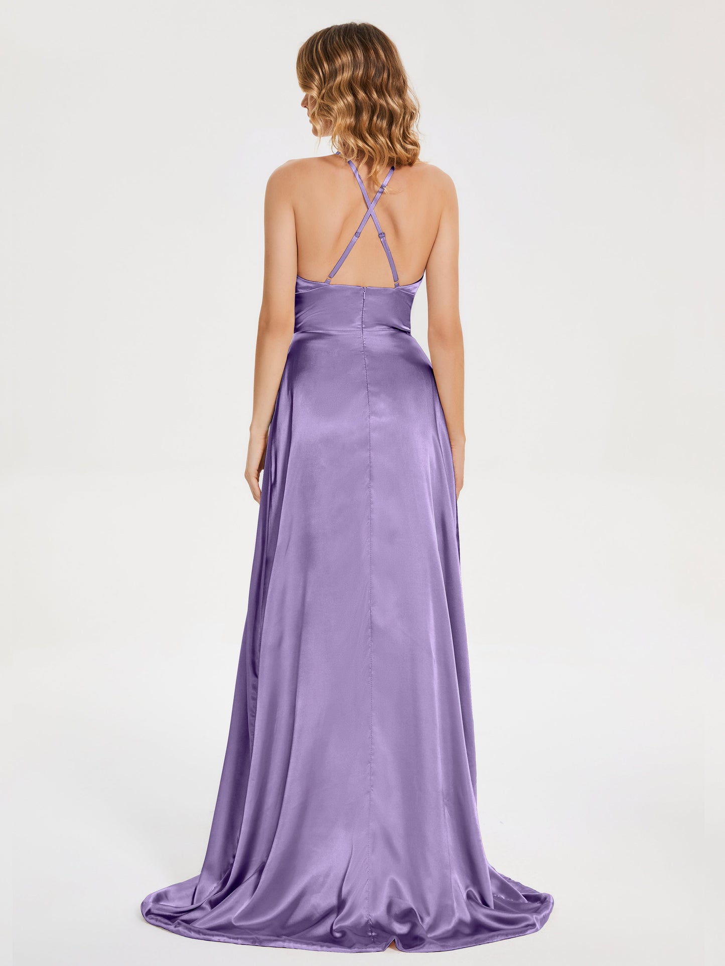Elaina Spaghetti Straps Soft Satin Bridesmaid Dress with Training