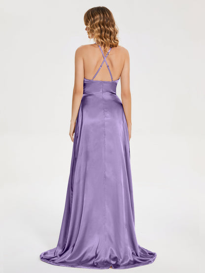 Elaina Spaghetti Straps Soft Satin Bridesmaid Dress with Training