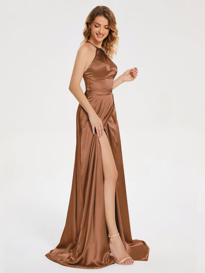 Elaina Spaghetti Straps Soft Satin Bridesmaid Dress with Training