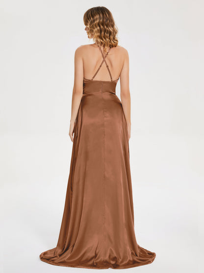 Elaina Spaghetti Straps Soft Satin Bridesmaid Dress with Training
