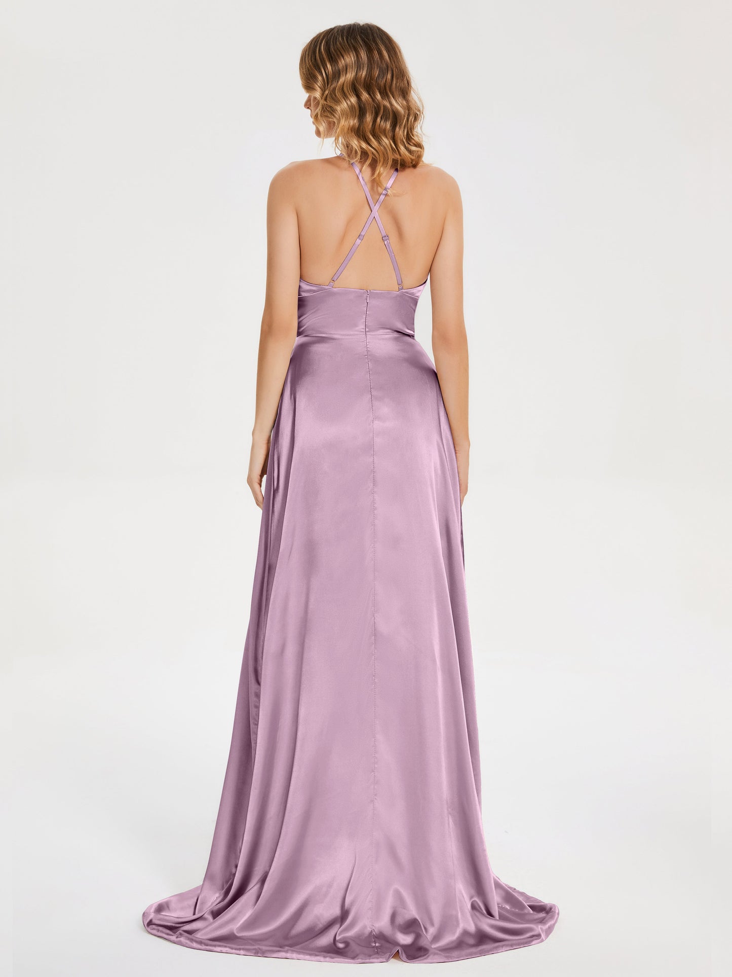 Elaina Spaghetti Straps Soft Satin Bridesmaid Dress with Training
