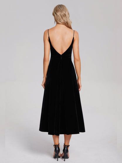 Cassidy Spaghetti Straps V-Neck Velvet Bridesmaid Dress