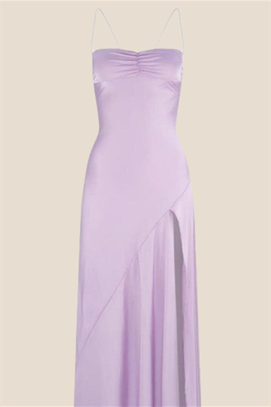 Straps Light Blue Soft Satin Long Dress