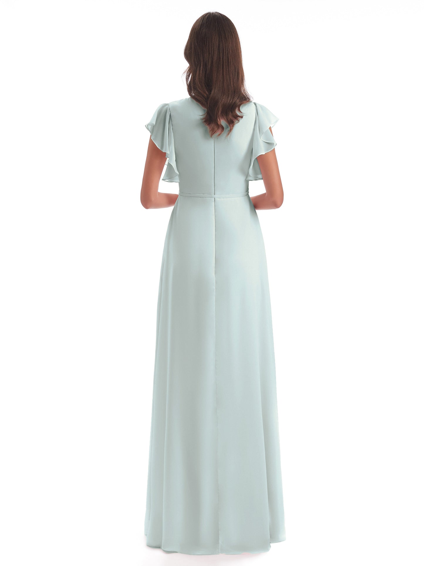 Stella Sheath Floor Length V-Neck Chiffon Bridesmaid Dresses