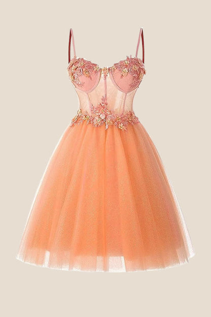 Straps Lavender Appliques Sparkle Tulle Short Dress