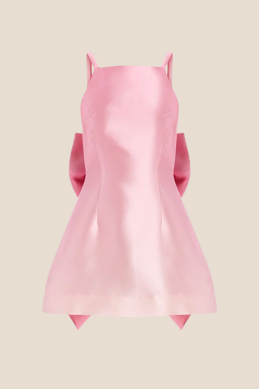 Straps Pink Back Bow A-line Short Dress