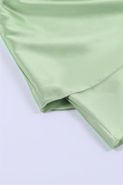 Straps Sage Green Ruffle Short Party Dress