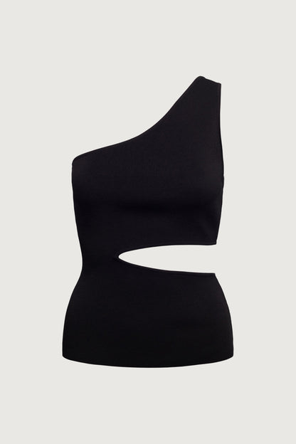 ONE SHOULDER KNIT TANK WITH CUTOUT