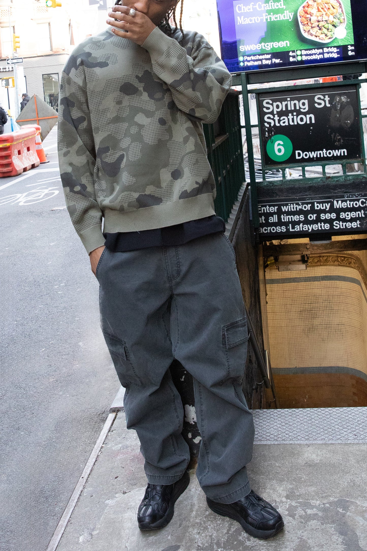 JACQUARD CAMO KNIT SWEATER