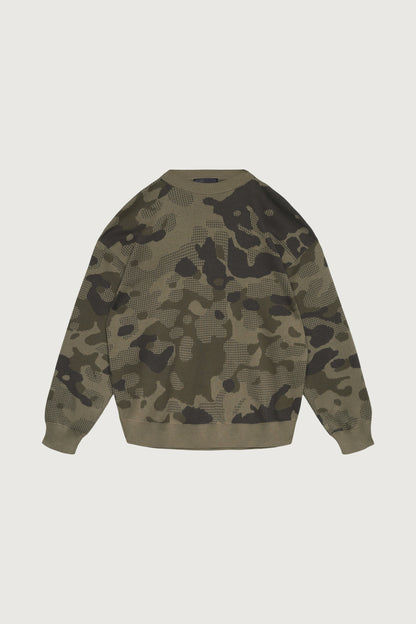 JACQUARD CAMO KNIT SWEATER