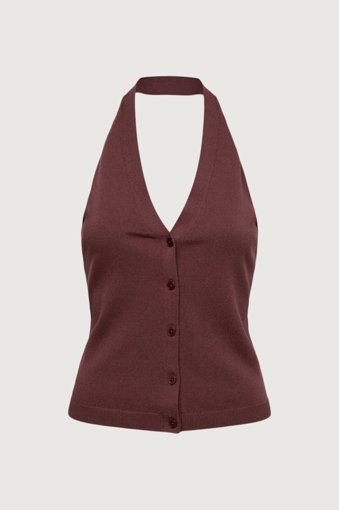 KNIT HALTER BUTTON FRONT TANK